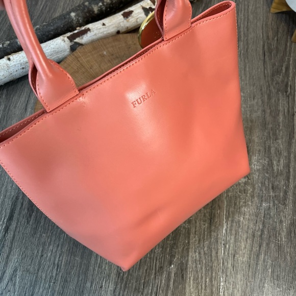 Furla | Pink Leather mini Tote Bag W 8 1/2,   H 9. Any other questions? - Picture 9 of 16